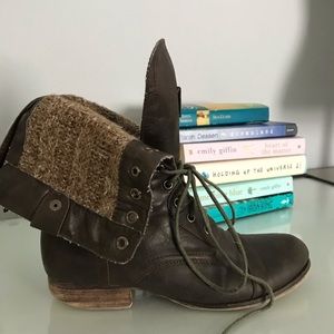 Brown Leather Madden Girl Combat Boots